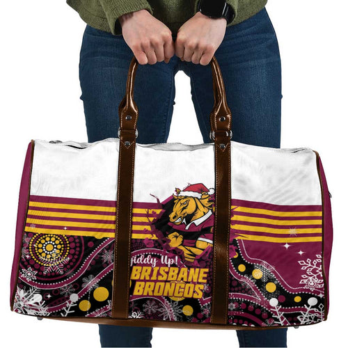 Broncos Rugby Christmas Travel Bag Brisbane Giddy Up Aboriginal Art - Aussie Hoodie