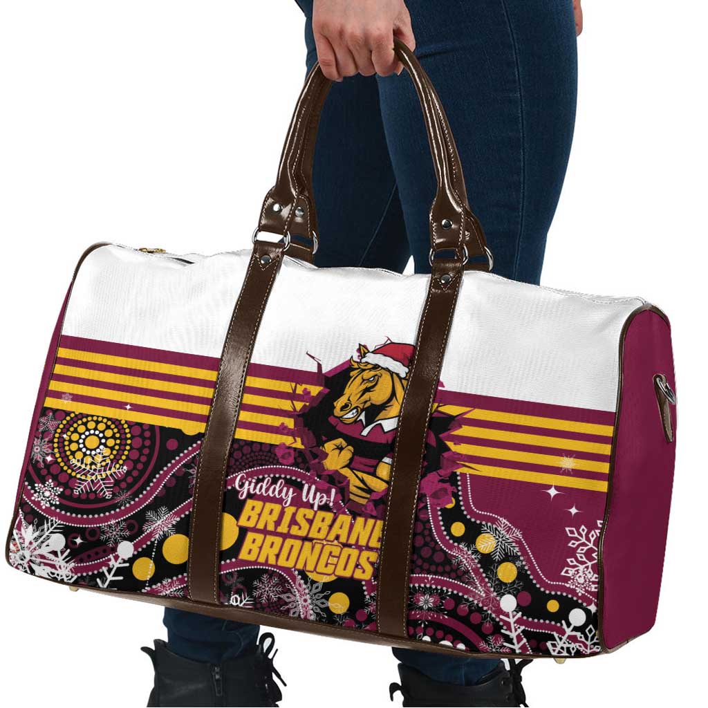 Broncos Rugby Christmas Travel Bag Brisbane Giddy Up Aboriginal Art - Aussie Hoodie