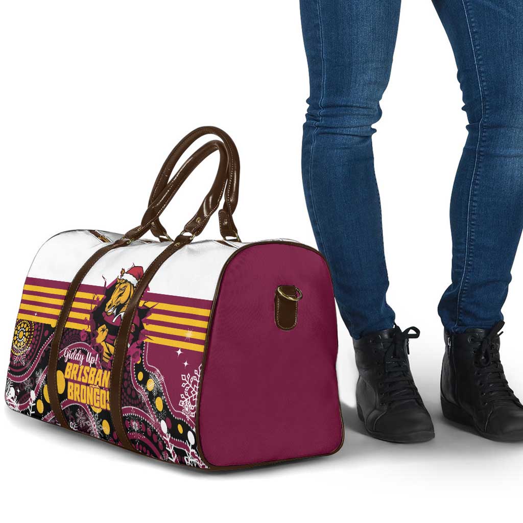 Broncos Rugby Christmas Travel Bag Brisbane Giddy Up Aboriginal Art - Aussie Hoodie
