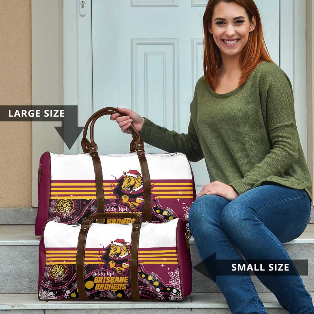Broncos Rugby Christmas Travel Bag Brisbane Giddy Up Aboriginal Art - Aussie Hoodie