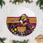 Broncos Rugby Christmas Tree Skirt Brisbane Giddy Up Aboriginal Art - Aussie Hoodie