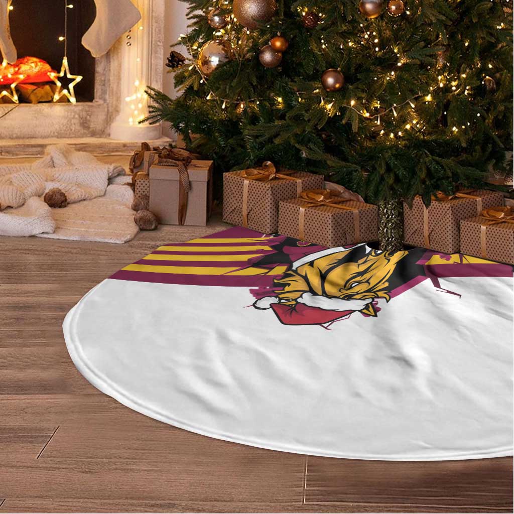 Broncos Rugby Christmas Tree Skirt Brisbane Giddy Up Aboriginal Art - Aussie Hoodie