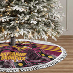 Broncos Rugby Christmas Tree Skirt Brisbane Giddy Up Aboriginal Art - Aussie Hoodie