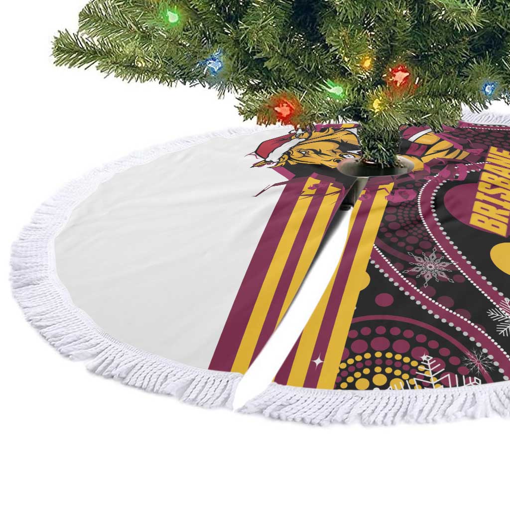 Broncos Rugby Christmas Tree Skirt Brisbane Giddy Up Aboriginal Art - Aussie Hoodie
