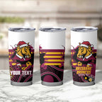 Custom Broncos Rugby Christmas Tumbler Cup Brisbane Giddy Up Aboriginal Art - Aussie Hoodie