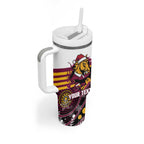 Custom Broncos Rugby Christmas Tumbler With Handle Brisbane Giddy Up Aboriginal Art - Aussie Hoodie