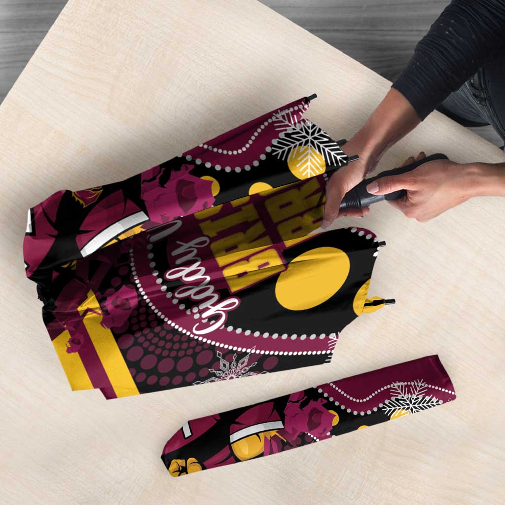 Broncos Rugby Christmas Umbrella Brisbane Giddy Up Aboriginal Art - Aussie Hoodie