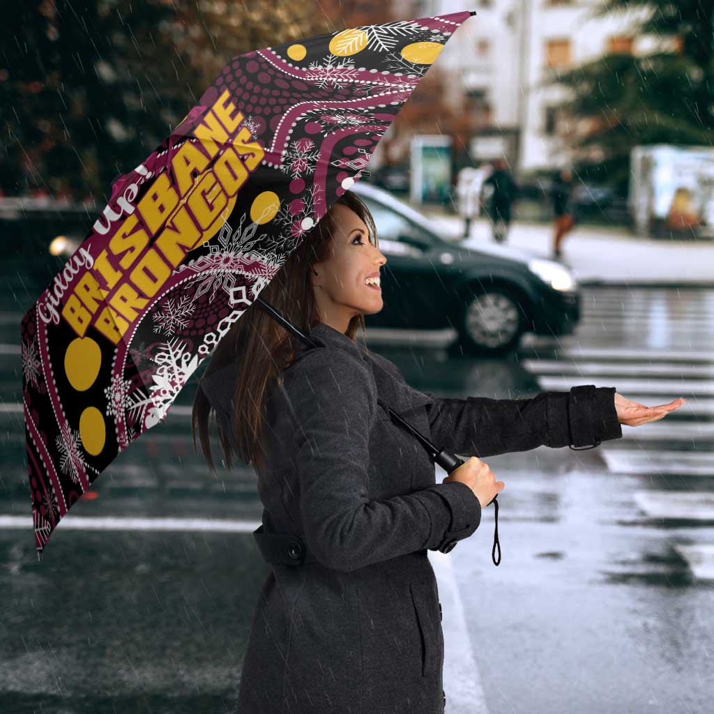Broncos Rugby Christmas Umbrella Brisbane Giddy Up Aboriginal Art - Aussie Hoodie