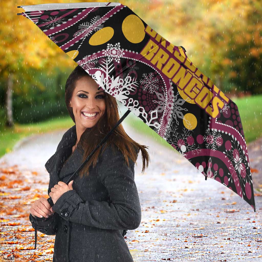 Broncos Rugby Christmas Umbrella Brisbane Giddy Up Aboriginal Art - Aussie Hoodie