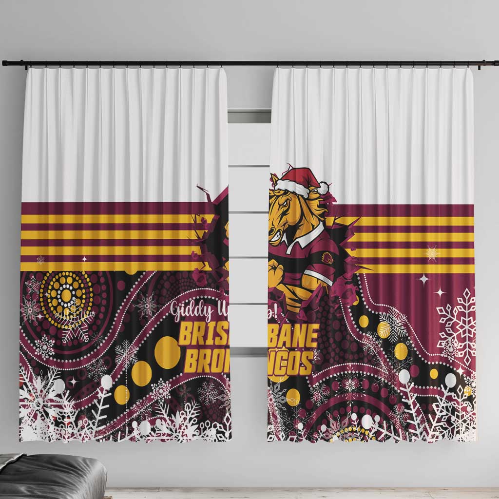Broncos Rugby Christmas Window Curtain Brisbane Giddy Up Aboriginal Art - Aussie Hoodie