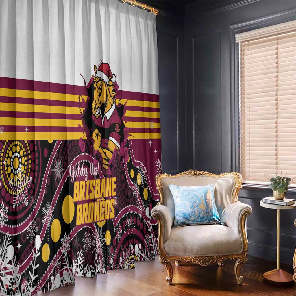 Broncos Rugby Christmas Window Curtain Brisbane Giddy Up Aboriginal Art - Aussie Hoodie