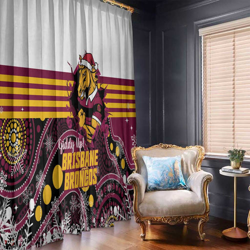 Broncos Rugby Christmas Window Curtain Brisbane Giddy Up Aboriginal Art - Aussie Hoodie