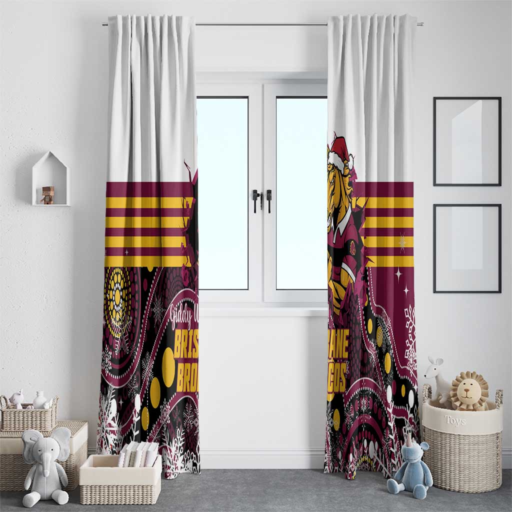 Broncos Rugby Christmas Window Curtain Brisbane Giddy Up Aboriginal Art - Aussie Hoodie