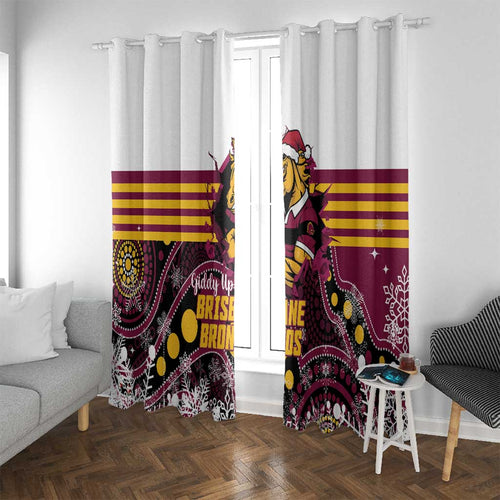 Broncos Rugby Christmas Window Curtain Brisbane Giddy Up Aboriginal Art - Aussie Hoodie