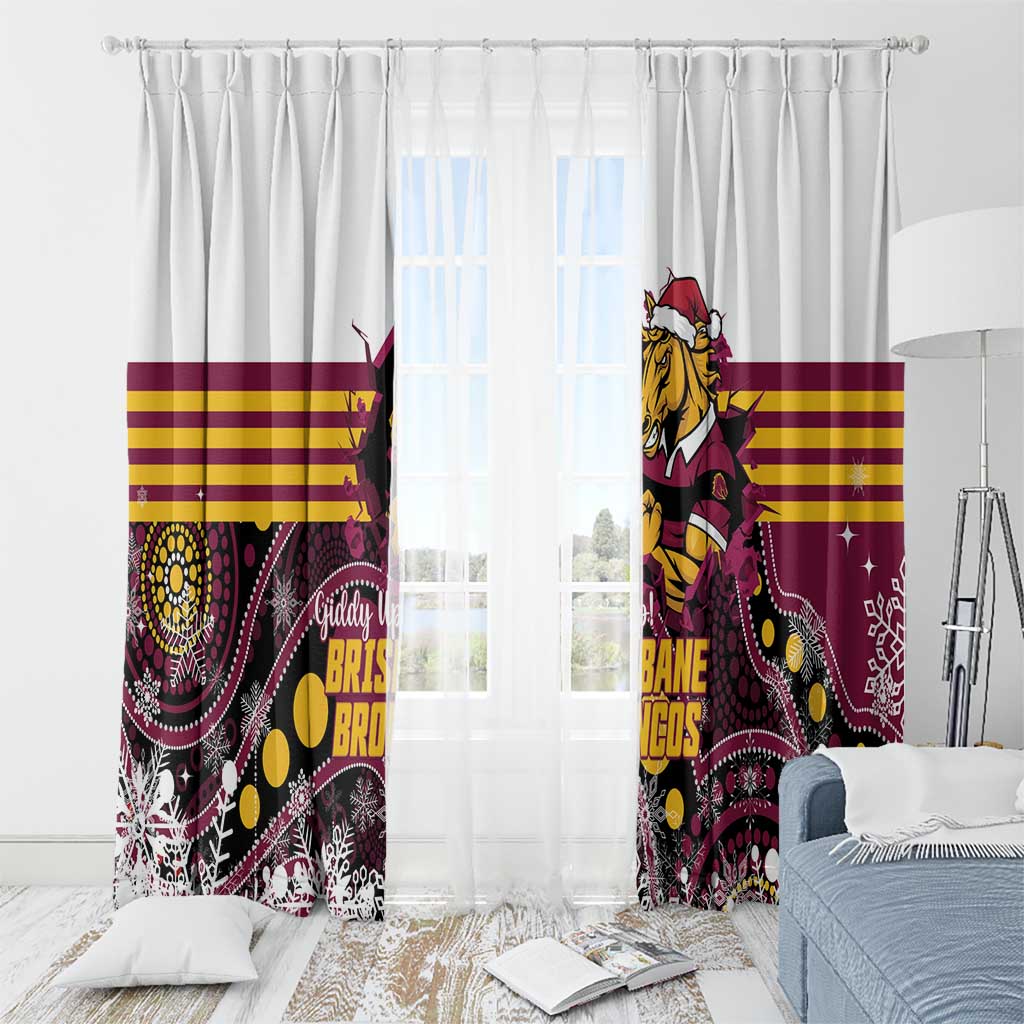Broncos Rugby Christmas Window Curtain Brisbane Giddy Up Aboriginal Art - Aussie Hoodie