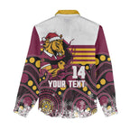 Custom Broncos Rugby Christmas Women Casual Shirt Brisbane Giddy Up Aboriginal Art - Aussie Hoodie