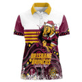 Custom Broncos Rugby Christmas Women Polo Shirt Brisbane Giddy Up Aboriginal Art - Aussie Hoodie