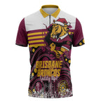 Custom Broncos Rugby Christmas Zipper Polo Shirt Brisbane Giddy Up Aboriginal Art - Aussie Hoodie