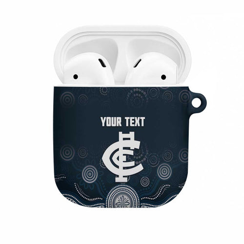 Custom Carlton Football AirPods Case Go Blues Aboriginal Art - Aussie Hoodie