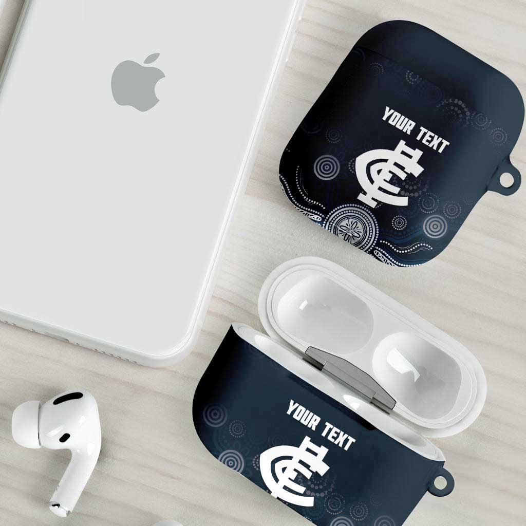 Custom Carlton Football AirPods Case Go Blues Aboriginal Art - Aussie Hoodie