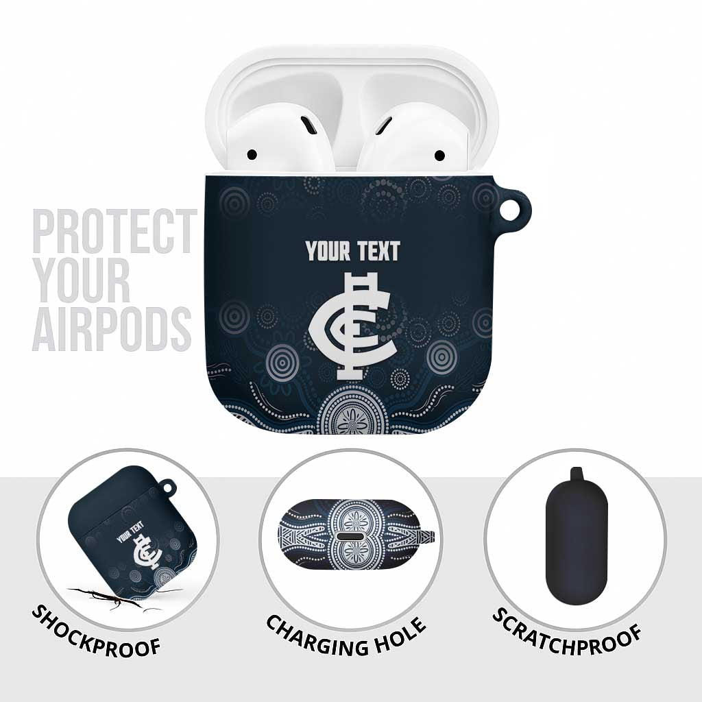 Custom Carlton Football AirPods Case Go Blues Aboriginal Art - Aussie Hoodie