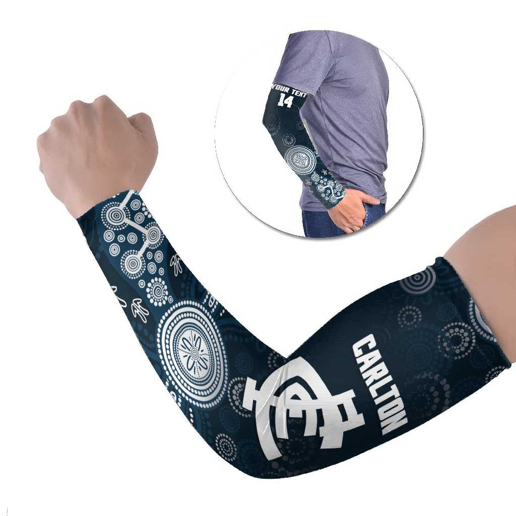 Custom Carlton Football Arm Sleeves Go Blues Aboriginal Art - Aussie Hoodie