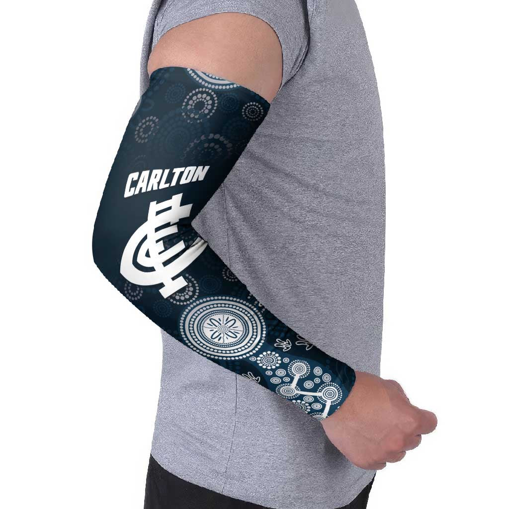 Custom Carlton Football Arm Sleeves Go Blues Aboriginal Art - Aussie Hoodie