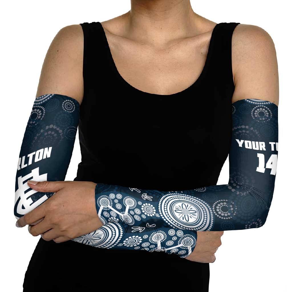 Custom Carlton Football Arm Sleeves Go Blues Aboriginal Art - Aussie Hoodie
