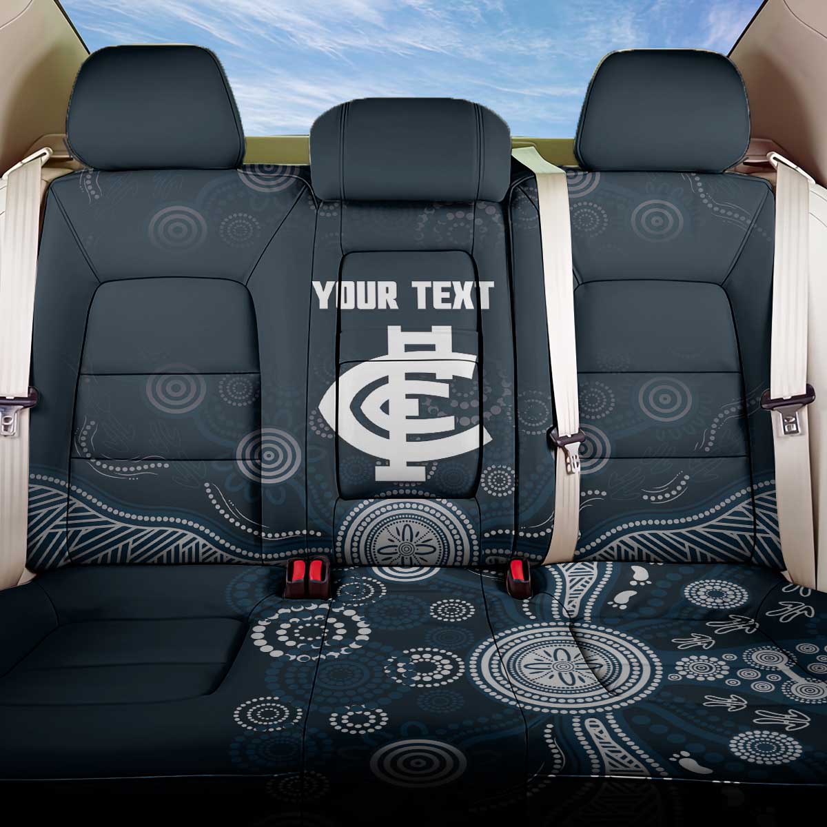 Custom Carlton Football Back Car Seat Cover Go Blues Aboriginal Art - Aussie Hoodie