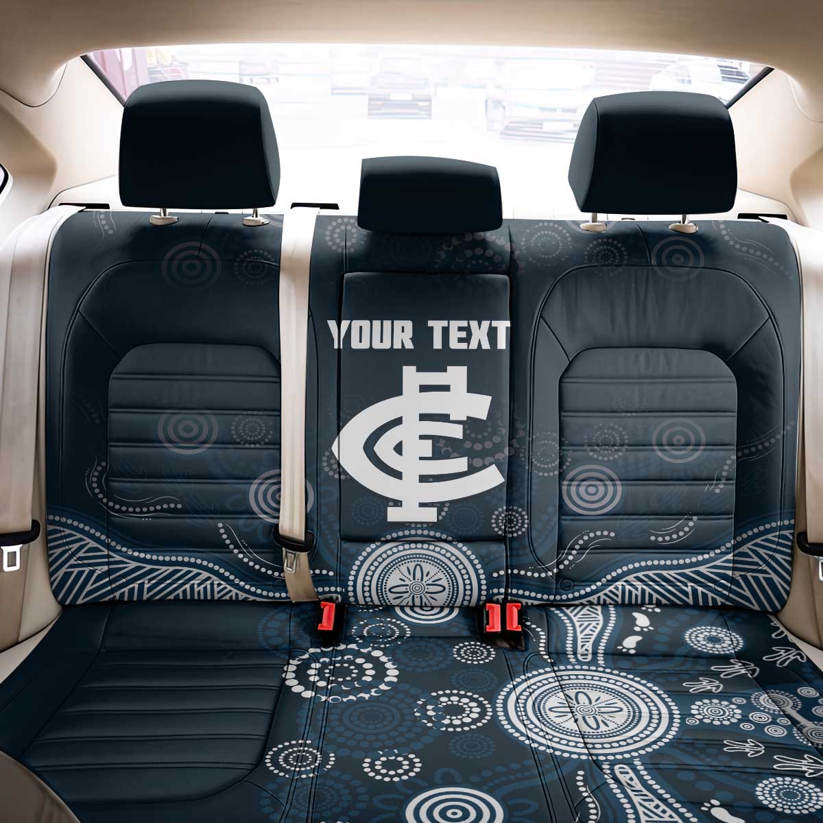 Custom Carlton Football Back Car Seat Cover Go Blues Aboriginal Art - Aussie Hoodie
