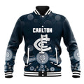 Custom Carlton Football Baseball Jacket Go Blues Aboriginal Art - Aussie Hoodie