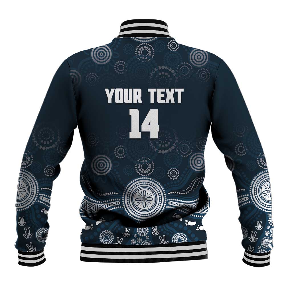 Custom Carlton Football Baseball Jacket Go Blues Aboriginal Art - Aussie Hoodie