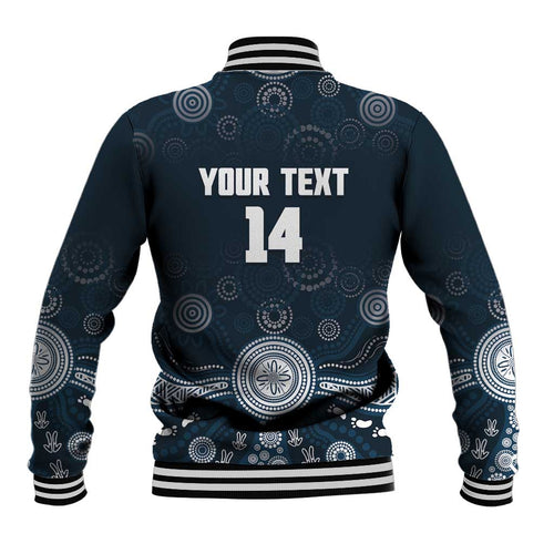 Custom Carlton Football Baseball Jacket Go Blues Aboriginal Art - Aussie Hoodie