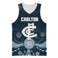 Custom Carlton Football Basketball Jersey Go Blues Aboriginal Art - Aussie Hoodie