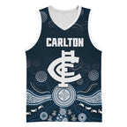 Custom Carlton Football Basketball Jersey Go Blues Aboriginal Art - Aussie Hoodie