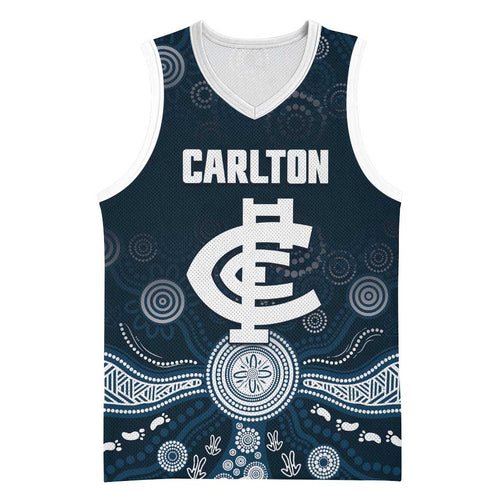 Custom Carlton Football Basketball Jersey Go Blues Aboriginal Art - Aussie Hoodie