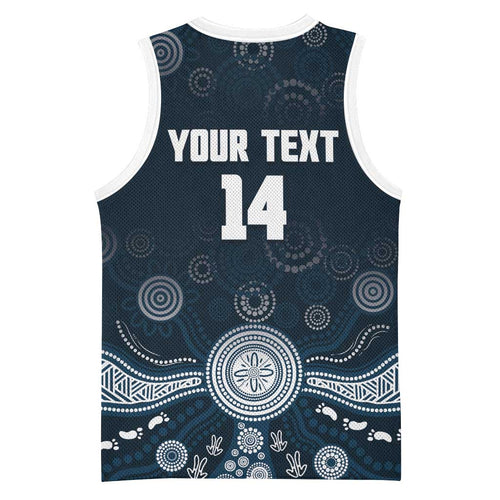 Custom Carlton Football Basketball Jersey Go Blues Aboriginal Art - Aussie Hoodie