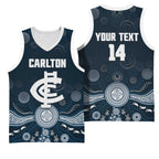 Custom Carlton Football Basketball Jersey Go Blues Aboriginal Art - Aussie Hoodie