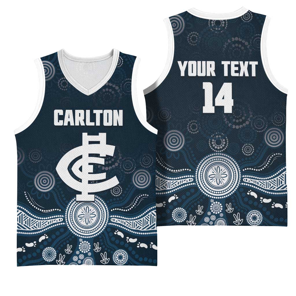Custom Carlton Football Basketball Jersey Go Blues Aboriginal Art - Aussie Hoodie