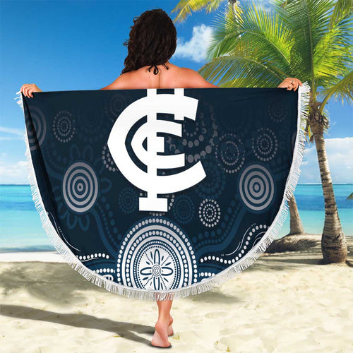 Custom Carlton Football Beach Blanket Go Blues Aboriginal Art - Aussie Hoodie