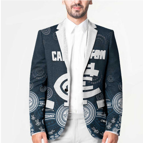 Custom Carlton Football Blazer Go Blues Aboriginal Art - Aussie Hoodie