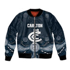 Custom Carlton Football Bomber Jacket Go Blues Aboriginal Art - Aussie Hoodie