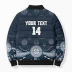 Custom Carlton Football Bomber Puffer Jacket Go Blues Aboriginal Art - Aussie Hoodie