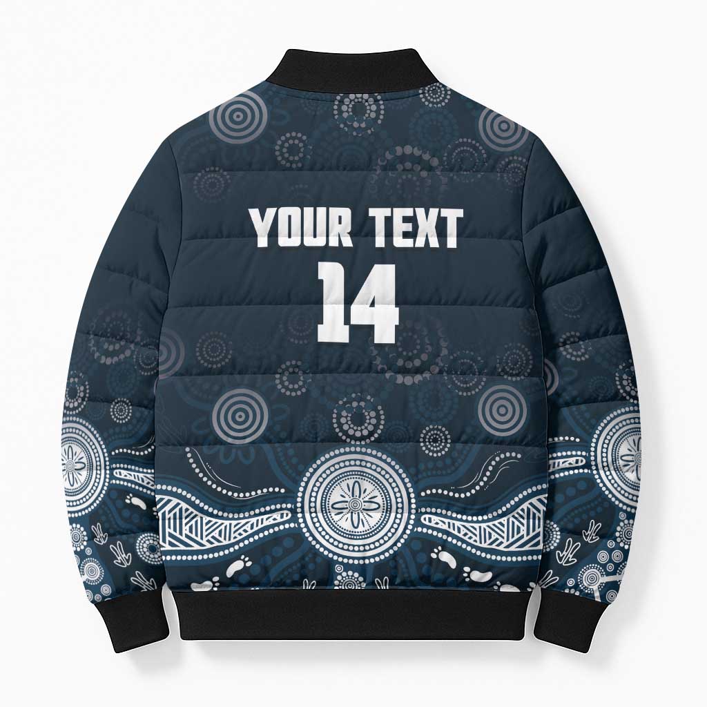 Custom Carlton Football Bomber Puffer Jacket Go Blues Aboriginal Art - Aussie Hoodie