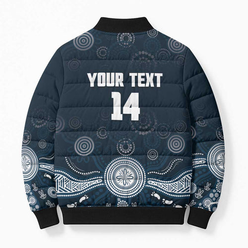 Custom Carlton Football Bomber Puffer Jacket Go Blues Aboriginal Art - Aussie Hoodie