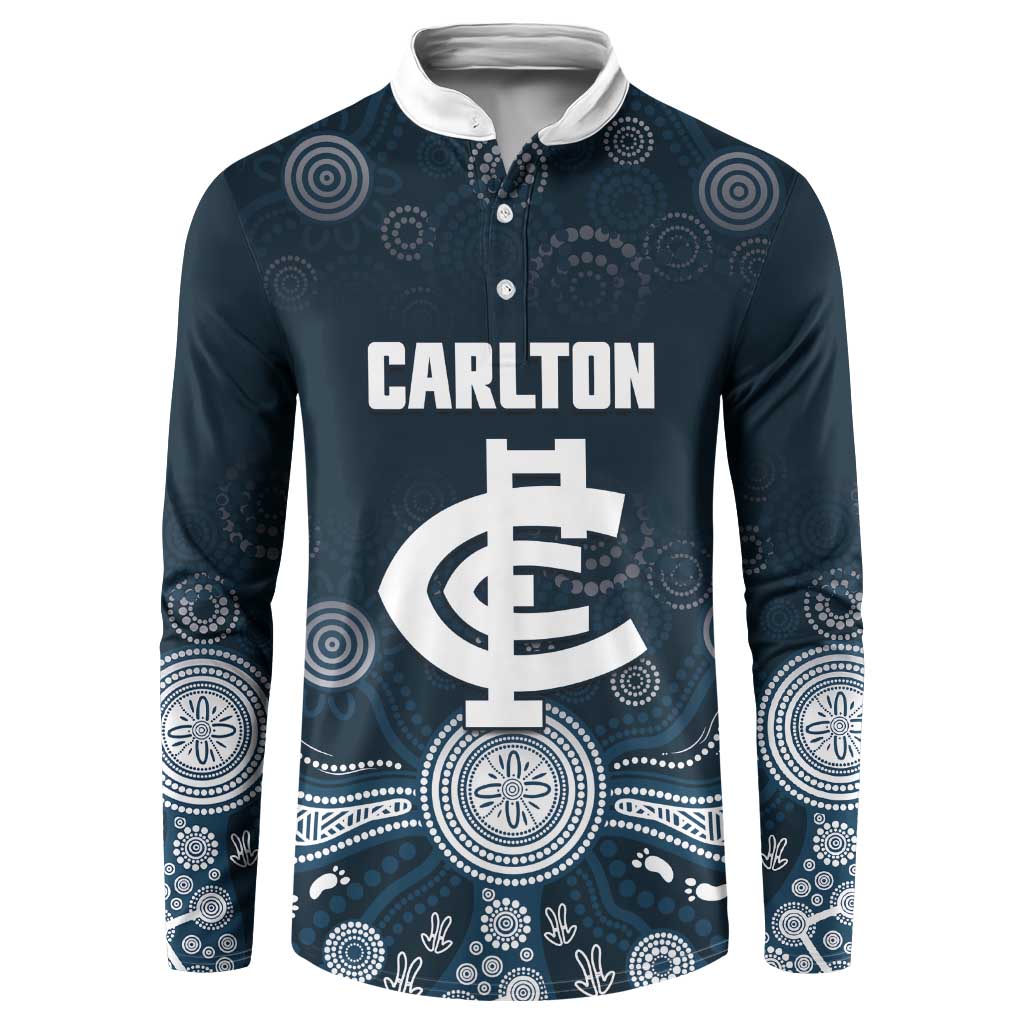 Custom Carlton Football Button Sweatshirt Go Blues Aboriginal Art - Aussie Hoodie