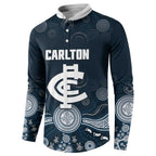 Custom Carlton Football Button Sweatshirt Go Blues Aboriginal Art - Aussie Hoodie
