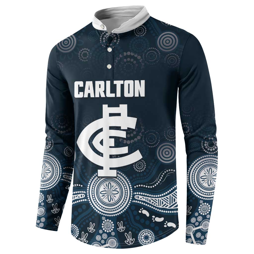 Custom Carlton Football Button Sweatshirt Go Blues Aboriginal Art - Aussie Hoodie