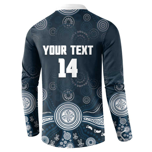Custom Carlton Football Button Sweatshirt Go Blues Aboriginal Art - Aussie Hoodie