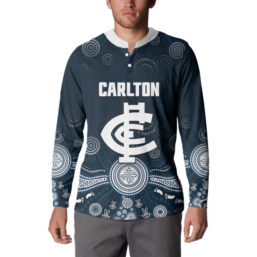 Custom Carlton Football Button Sweatshirt Go Blues Aboriginal Art - Aussie Hoodie
